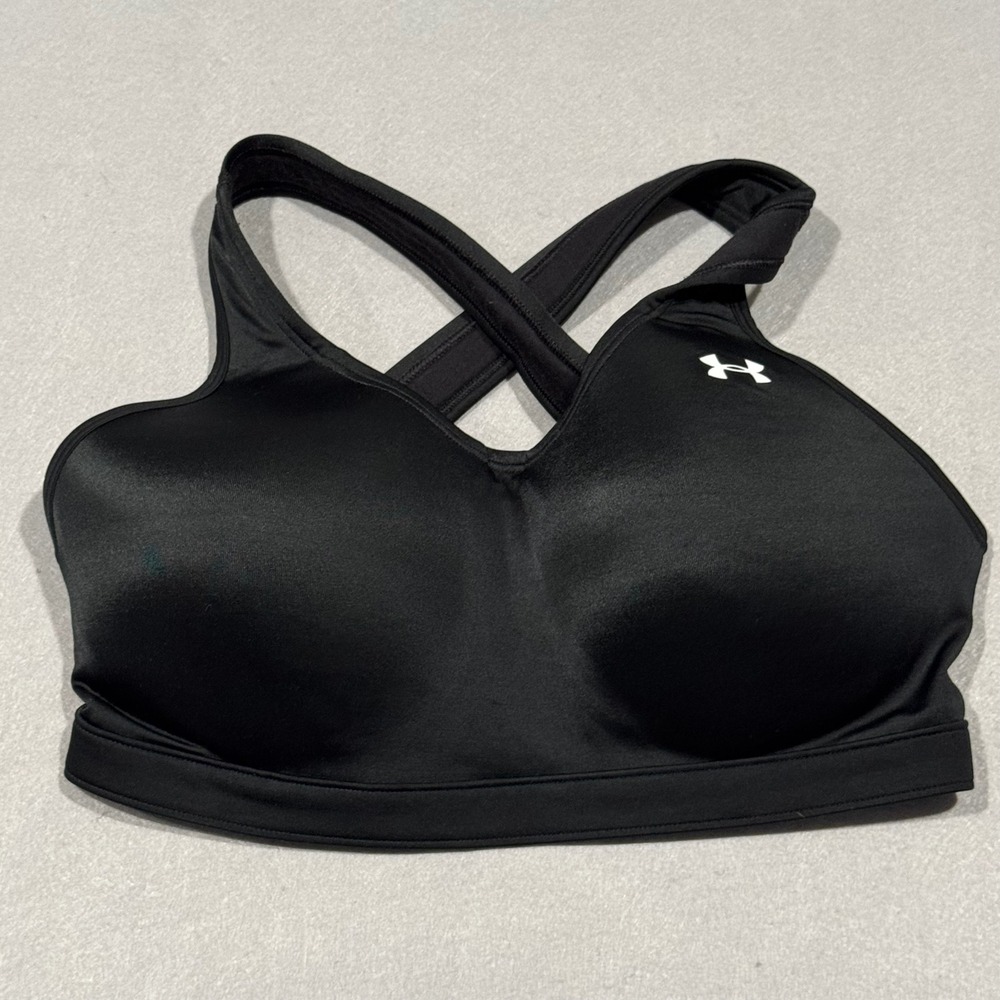 Under Armour Sports Bra Womens Large Black High Impact Molded Cup Crossback